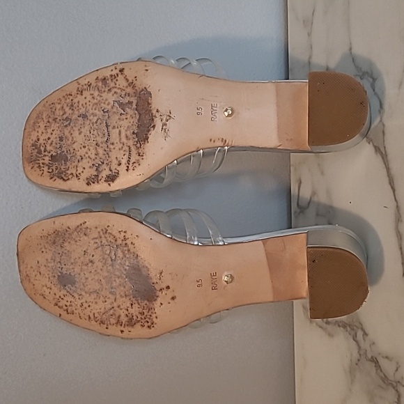 Raye Lyric Revolve Women's 9.5 Metallic Silver and Clear Strappy Heeled Sandals - Picture 9 of 11